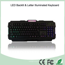 Teclado de juego de iluminación con LED de ajuste de brillo de materiales ABS (KB-1901EL-LB)